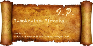 Ivánkovits Piroska névjegykártya